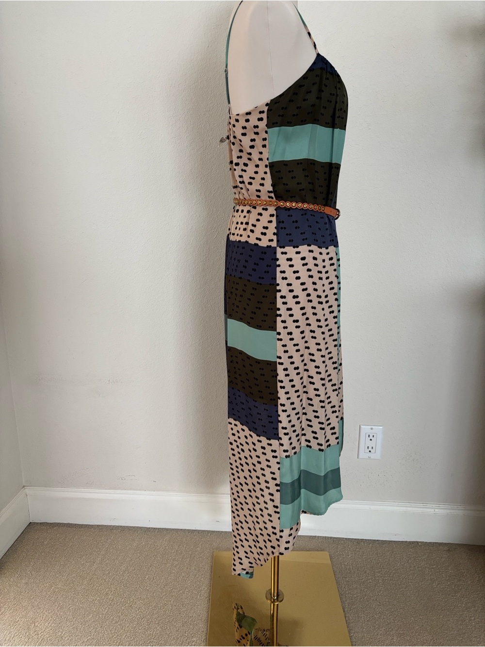 Anthropologie Konrad & Joseph high-low patterned strap lined dress, Sz S